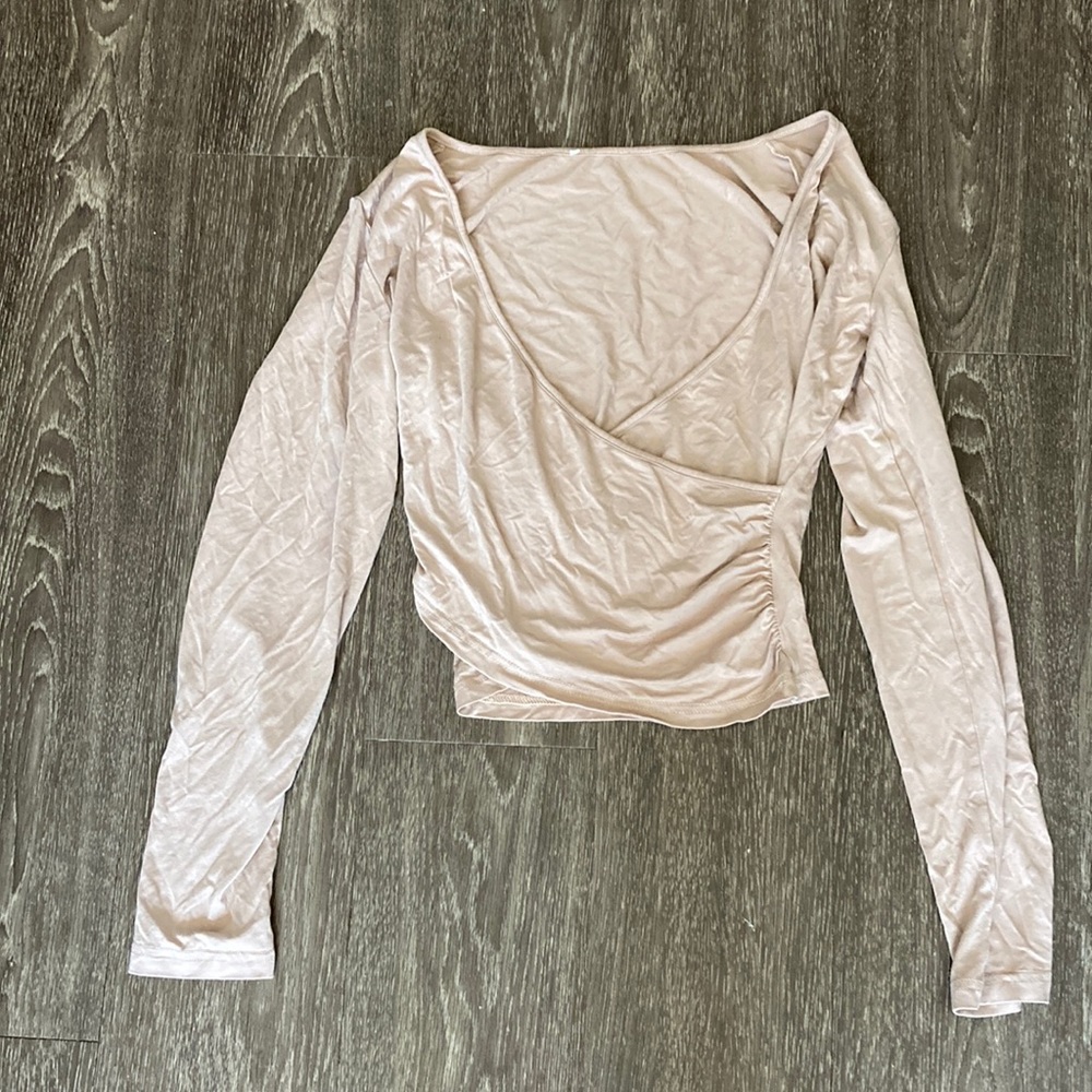 Neutral shimmery wrap long sleeve